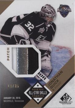 2016-17 SP Game Used - 2016 All-Star Skills Fabrics Patch #AS-JQ Jonathan Quick Front