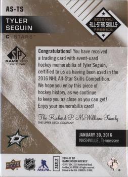 2016-17 SP Game Used - 2016 All-Star Skills Fabrics Patch #AS-TS Tyler Seguin Back