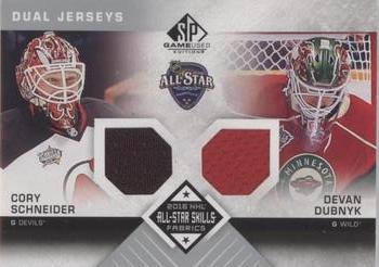 2016-17 SP Game Used - 2016 All-Star Skills Dual Fabrics #AS2-SD Cory Schneider / Devan Dubnyk Front