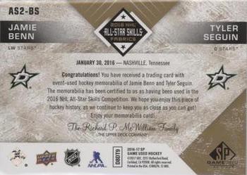 2016-17 SP Game Used - 2016 All-Star Skills Dual Fabrics Patch #AS2-BS Jamie Benn / Tyler Seguin Back