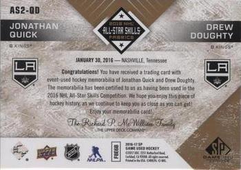 2016-17 SP Game Used - 2016 All-Star Skills Dual Fabrics Patch #AS2-QD Jonathan Quick / Drew Doughty Back