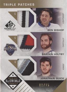 2016-17 SP Game Used - 2016 All-Star Skills Fabrics Triples Patch #AS3-BHQ Ben Bishop / Braden Holtby / Jonathan Quick Front