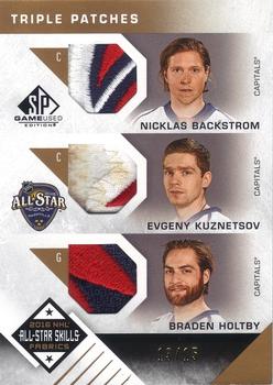 2016-17 SP Game Used - 2016 All-Star Skills Fabrics Triples Patch #AS3-BKH Nicklas Backstrom / Evgeny Kuznetsov / Braden Holtby Front