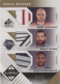 2016-17 SP Game Used - 2016 All-Star Skills Fabrics Triples Patch #AS3-GBB Mark Giordano / Brent Burns / Dustin Byfuglien Front
