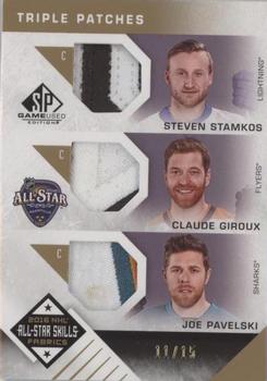 2016-17 SP Game Used - 2016 All-Star Skills Fabrics Triples Patch #AS3-SGP Steven Stamkos / Claude Giroux / Joe Pavelski Front