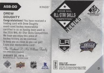 2016-17 SP Game Used - 2016 All-Star Skills Relic Blends #ASB-DO Drew Doughty Back