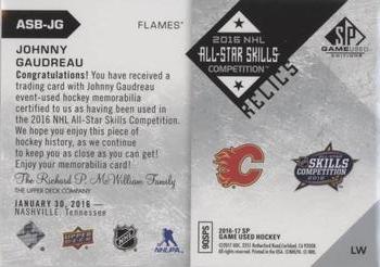 2016-17 SP Game Used - 2016 All-Star Skills Relic Blends #ASB-JG Johnny Gaudreau Back