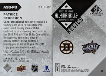 2016-17 SP Game Used - 2016 All-Star Skills Relic Blends #ASB-PB Patrice Bergeron Back