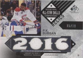 2016-17 SP Game Used - 2016 All-Star Skills Relic Blends #ASB-PS P.K. Subban Front