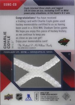 2016-17 SP Game Used - 2016 Stadium Series Material Net Cord #SSNC-CO Charlie Coyle Back