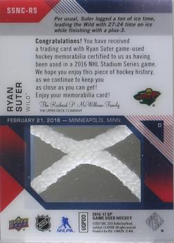 2016-17 SP Game Used - 2016 Stadium Series Material Net Cord #SSNC-RS Ryan Suter Back