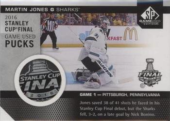2016-17 SP Game Used - 2016 Stanley Cup Finals Game-Used Pucks #SCGUP-MJ Martin Jones Front