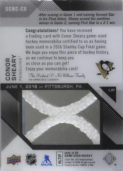 2016-17 SP Game Used - 2016 Stanley Cup Finals Material Net Cord #SCNC-CS Conor Sheary Back