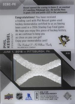 2016-17 SP Game Used - 2016 Stanley Cup Finals Material Net Cord #SCNC-PK Phil Kessel Back