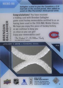 2016-17 SP Game Used - 2016 Winter Classic Material Net Cord #WCNC-BG Brendan Gallagher Back