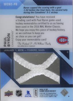 2016-17 SP Game Used - 2016 Winter Classic Material Net Cord #WCNC-PB Paul Byron Back