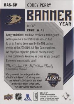 2016-17 SP Game Used - Banner Year All-Star 2016 #BAS-CP Corey Perry Back