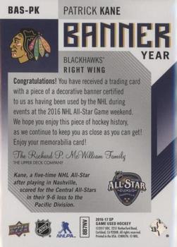 2016-17 SP Game Used - Banner Year All-Star 2016 #BAS-PK Patrick Kane Back