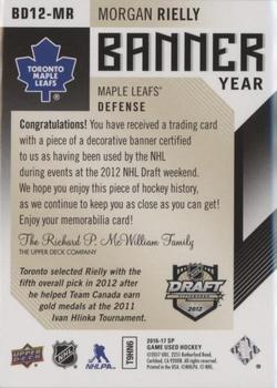 2016-17 SP Game Used - Banner Year Draft #BD12-MR Morgan Rielly Back