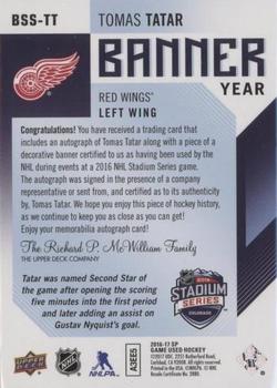 2016-17 SP Game Used - Banner Year Stadium Series 2016 Autographs #BSS-TT Tomas Tatar Back