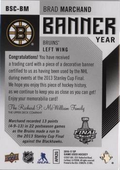 2016-17 SP Game Used - Banner Year Stanley Cup Finals #BSC-BM Brad Marchand Back