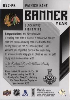 2016-17 SP Game Used - Banner Year Stanley Cup Finals #BSC-PK Patrick Kane Back