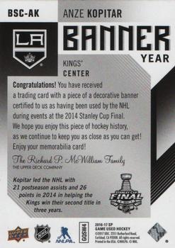 2016-17 SP Game Used - Banner Year Stanley Cup Finals #BSC-AK Anze Kopitar Back