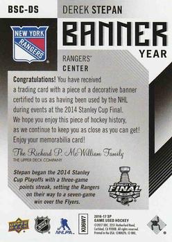 2016-17 SP Game Used - Banner Year Stanley Cup Finals #BSC-DS Derek Stepan Back