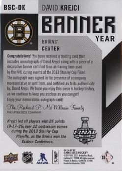 2016-17 SP Game Used - Banner Year Stanley Cup Finals Autographs #BSC-DK David Krejci Back