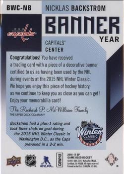 2016-17 SP Game Used - Banner Year Winter Classic #BWC-NB Nicklas Backstrom Back
