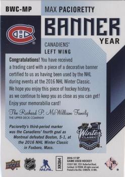 2016-17 SP Game Used - Banner Year Winter Classic #BWC-MP Max Pacioretty Back
