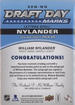 2016-17 SP Game Used - Draft Day Marks Manufactured Letters #DDM-WN William Nylander Back