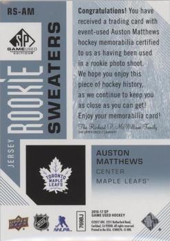 2016-17 SP Game Used - Rookie Sweaters #RS-AM Auston Matthews Back