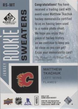 2016-17 SP Game Used - Rookie Sweaters #RS-MT Matthew Tkachuk Back