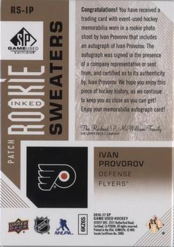 2016-17 SP Game Used - Inked Rookie Sweaters Patch #RS-IP Ivan Provorov Back