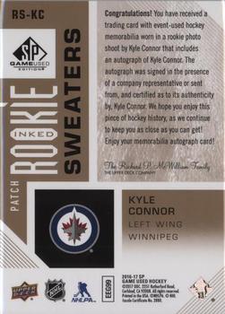2016-17 SP Game Used - Inked Rookie Sweaters Patch #RS-KC Kyle Connor Back