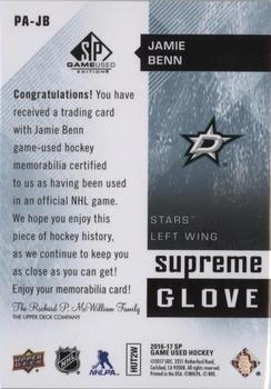 2016-17 SP Game Used - Supreme Relics Gloves #PA-JB Jamie Benn Back