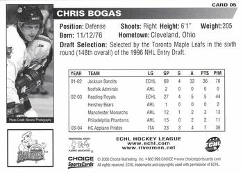2004-05 Choice Peoria Rivermen (AHL) #05 Chris Bogas Back