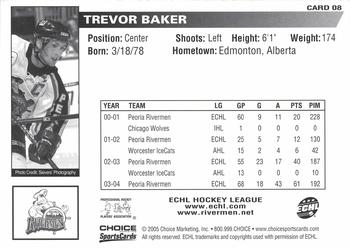 2004-05 Choice Peoria Rivermen (AHL) #08 Trevor Baker Back