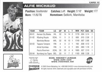 2004-05 Choice Peoria Rivermen (AHL) #12 Alfie Michaud Back