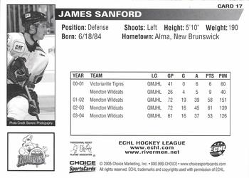 2004-05 Choice Peoria Rivermen (AHL) #17 James Sanford Back