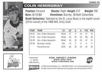 2004-05 Choice Peoria Rivermen (AHL) #23 Colin Hemingway Back