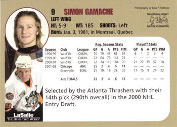 2002-03 LaSalle Bank Chicago Wolves (AHL) #9 Simon Gamache Back