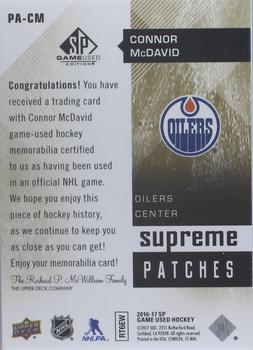 2016-17 SP Game Used - Supreme Relics Patches #PA-CM Connor McDavid Back
