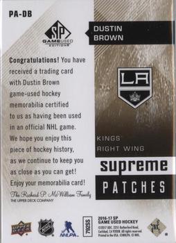 2016-17 SP Game Used - Supreme Relics Patches #PA-DB Dustin Brown Back