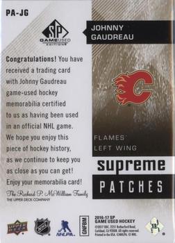 2016-17 SP Game Used - Supreme Relics Patches #PA-JG Johnny Gaudreau Back
