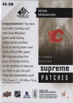 2016-17 SP Game Used - Supreme Relics Patches #PA-SM Sean Monahan Back
