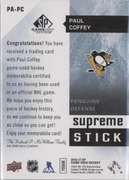 2016-17 SP Game Used - Supreme Relics Sticks #PA-PC Paul Coffey Back