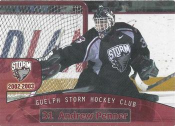 2002-03 M&T Printing Guelph Storm (OHL) #1 Andrew Penner Front