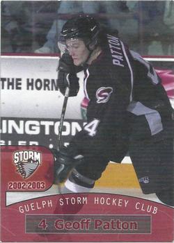2002-03 M&T Printing Guelph Storm (OHL) #11 Geoff Patton Front